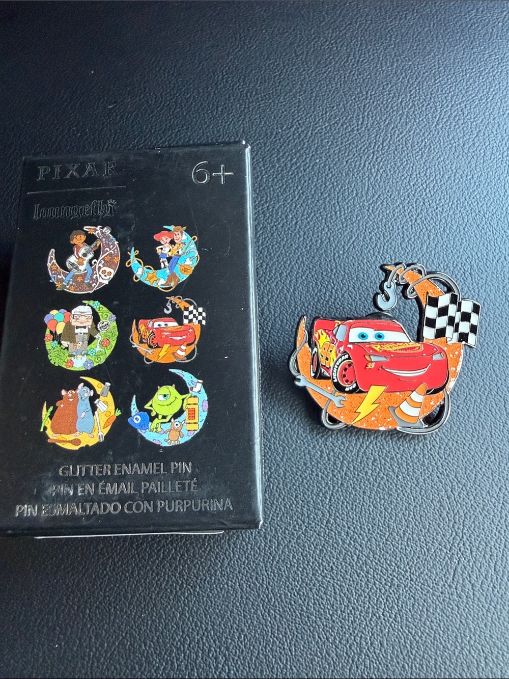 Loungefly Disney cars Lightning McQueen Glitter Enamel Pin - Red